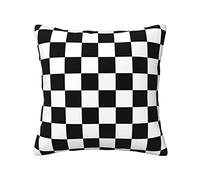 ASEELO Housse de coussin carrée douce à carreaux noir et blanc pour canapé, lit, canapé, banc, chaise, 45,7 x 45,7 cm