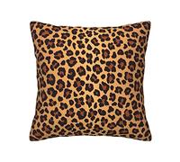 ASEELO Housse de coussin carrée en velours côtelé imprimé léopard pour meubles, terrasse, lit, canapé.