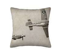 ASEELO Housse de coussin en peluche imprimée d'avion de la Seconde Guerre mondiale