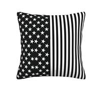 ASEELO Housse de coussin Motif drapeau américain Noir et blanc 30/40/45/50 cm