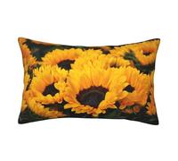 ASEELO Housses de coussin 50 x 35 cm - Motif champ de tournesol jaune - Impression double face - Avec fermeture éclair invisible - Taie d'oreiller décorative pour canapé