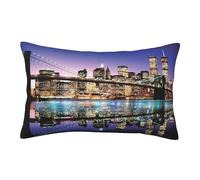 ASEELO Housses de coussin 50 x 35 cm, motif pont de Brooklyn, impression double face, housse de coussin avec fermeture éclair invisible, taie d'oreiller décorative pour canapé