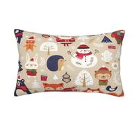 ASEELO Housses de coussin 60 x 40 cm, animaux mignons avec bonhomme de neige, impression double face, housse de coussin avec fermeture éclair invisible, taie d'oreiller décorative pour canapé