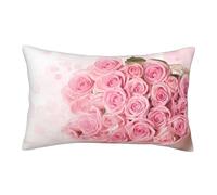 ASEELO Housses de coussin 60 x 40 cm avec fermeture éclair invisible - Motif rose - Impression double face - Pour canapé