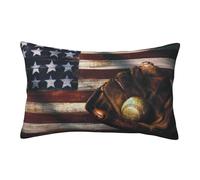 ASEELO Housses de coussin 60 x 40 cm, motif drapeau américain, baseball, impression double face, housse de coussin avec fermeture éclair invisible, taie d'oreiller décorative pour canapé