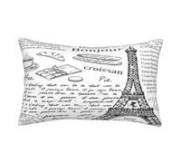 ASEELO Housses de coussin 60 x 40 cm, motif Tour Eiffel Parisien, impression double face, avec fermeture éclair invisible, taie d'oreiller décorative pour canapé
