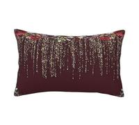ASEELO Housses de coussin 75 x 50 cm avec fermeture éclair invisible - Motif floral rouge - Impression double face