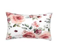 ASEELO Housses de coussin 75 x 50 cm avec fermeture éclair invisible - Motif roses - Impression double face - Housse de coussin décorative pour canapé