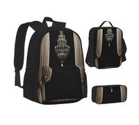 ASEELO Lot de 3 sacs à dos d'école, trousse à crayons, sac à déjeuner avec inscription « I Love London » pour filles et garçons, Lustre de salle de bal, School bag + pencil case + lunch bag