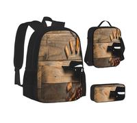 ASEELO Lot de 3 sacs à dos d'école, trousse à crayons, sac à déjeuner, sac à dos à motif de tournesol pour filles et garçons, Bouchon pour bouteille de vin Raisin, School bag + pencil case + lunch bag
