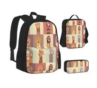 ASEELO Lot de 3 sacs à dos d'école, trousse à crayons, sac à déjeuner, sac à dos de ferme pour filles et garçons, Adorable animal, School bag + pencil case + lunch bag combination