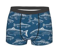 ASEELO Lot de caleçons boxeurs en polyester extensible pour homme Système solaire Galaxie, Poissons de l'océan., L