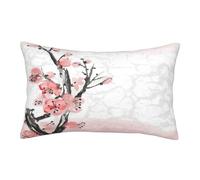 ASEELO Taies d'oreiller 60 x 40 cm avec fermeture éclair invisible Motif floral cerise rose