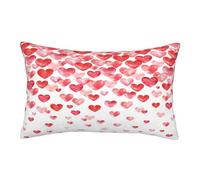 ASEELO Taies d'oreiller 60 x 40 cm, motif cœurs rouges tombant sur les deux côtés, housse de coussin avec fermeture éclair invisible, taie d'oreiller décorative pour canapé