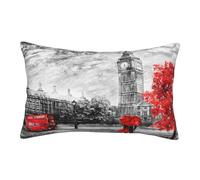 ASEELO Taies d'oreiller 60 x 40 cm, motif rue Londres rouge, impression double face, housse de coussin avec fermeture éclair invisible, taie d'oreiller décorative pour canapé