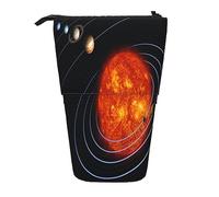 ASEELO Trousse à crayons télescopique jaune tournesol floral papeterie trousse de maquillage portable pour adolescentes filles adultes, Système solaire galaxie, Pencil Telescopic, Trousse de beauté