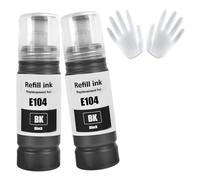 ASEKER E104 Encre 2 Noir Compatible T104 pour ET-2810 ET-2815 ET-2820 ET-2825 ET-2710 ET-2711 ET-2712 ET-2714 ET-2715 ET-2720 ET-2721 ET-2726 ET-4700 ET-4800 Imprimante (BK*2)