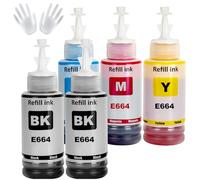 ASEKER E664 Encre Compatible pour ET-2500 ET-2550 ET-2600 ET-2650 ET- 3600 ET-4500 ET-4550 ET-14000 ET-15000 ET-16500 L1300 L100 L110 L200 L210 L350 L355 L365 L455 L550 L555 (BK*2/C/M/Y)