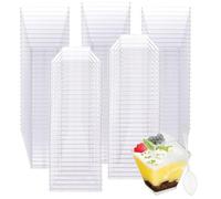 ASelected 100 Pcs Coupes à Dessert avec Couvercle 60 ML, Tasses à Dessert en Plastique avec 100 Couvercle et 100 Cuillères, Verrines pour Dessert, Apéritifs, Tiramisus