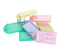 ASelected 120 Pcs Étiquettes Clefs, Porte Cle Etiquette Assortiment de Couleurs en Plastique Key Ring Bagages Tags Avec l’anneau en Acier Inoxydable Peuvent Ouvrir la Fenêtre pour Modifier le Contenu
