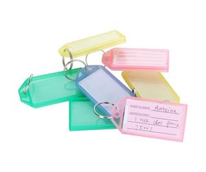 ASelected 120 Pcs Étiquettes Clefs, Porte Cle Etiquette Assortiment de Couleurs en Plastique Key Ring Bagages Tags Avec l’anneau en Acier Inoxydable Peuvent Ouvrir la Fenêtre pour Modifier le Contenu