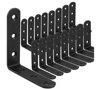 ASelected 16pcs Équerre de Fixation Noir en Métal 100x100mm, 90 Degrés Equerre de Fixation Bois, Equerre Metal pour Etagère de Bois Meuble Chaise Table