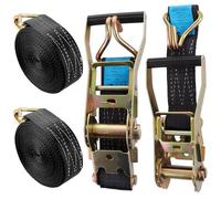 ASelected 2 Jeux de 10M×50MM Sangle d'arrimage à Cliquet Noir, Sangle a Cliquet avec Crochet en Polyester, Sangles de Serrage avec Tendeur à Cliquet pour Remorque, Moto, Voiture