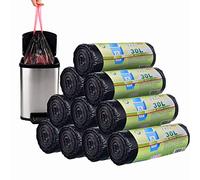 ASelected 200 PCS Sacs Poubelle 30L avec Poignée Coulissants, Anti-Fuite Ultra Résistant Lot de 10 rouleaux Sac Poubelle Rectangulaire 30 litres Taille Large 62 x 54 cm Noir