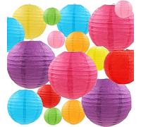 ASelected 24 Pcs Lanternes Papier Couleur, Lampions Papier Chinois 25/20/15/10 cm Suspension Boules Chinoise Papierr Assorties pour Décoratives Mariages, Anniversaires, Fêtes et Événements, Baptêmes
