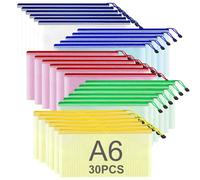 ASelected 30PCS Pochette Document A6, Zip Chemise PVC Mesh, Pochette à Fermeture Éclair Plastique Zipper de Rangement Fichiers A6 Pour Stockage Document Recettes D'Entreprises Organisation