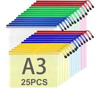 ASelected 40PCS Pochette Document, Pochette Zip Chemise PVC Mesh (4Couleur, A3)