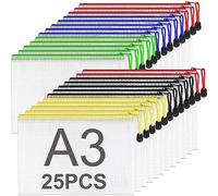 ASelected 40PCS Pochette Document, Pochette Zip Chemise PVC Mesh (5Couleur, A3)