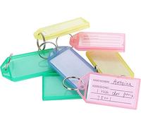 ASelected 80 Pcs Étiquettes Clefs, Porte Cle Etiquette Assortiment de Couleurs en Plastique Key Ring Bagages Tags Avec l’anneau en Acier Inoxydable Peuvent Ouvrir la Fenêtre pour Modifier le Contenu
