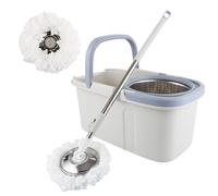 ASelected Balai à Franges et Seau Rotatif à 360° pour Nettoyer Les sols, Manche en Acier Inoxydable, serpillère Extensible avec Coussinets réutilisables, Microfibre Humide et sèche pour Le Nettoyage