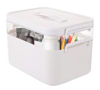 ASelected Boîte de rangement à médicaments pliable à 2 couches avec mini 3 compartiments, portable avec couvercle pour la maison, le bureau, la voiture, l'école (blanc)