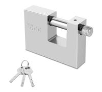 ASelected Cadenas d'extérieur lourd avec 3 clés, manilles de 70 mm d'épaisseur, protection contre les chocs pour garage, conteneur, portail et entrepôt, couleur acier inoxydable