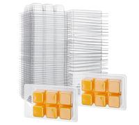 Aselected Lot de 100 moules à cire réutilisables en plastique transparent à 6 cavités pour la fabrication de bougies et de savon (forme carrée)