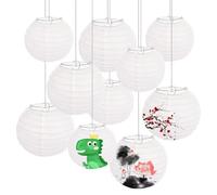 ASelected Lot de 12 lampions Ronds en Papier Blanc à Suspendre pour Mariage, Anniversaire, fête, décoration de Jardin (15 cm et 20 cm)