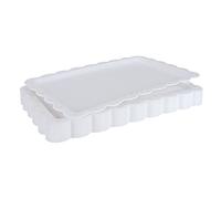 ASelected Lot de 12 plateaux de service pour aliments, 35,5 x 23 cm, plateaux de service en plastique blanc pour fêtes, gâteaux, fruits, sandwichs, desserts, collations