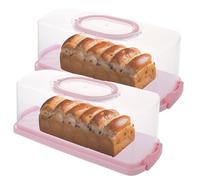 ASelected Lot de 2 boîtes de transport à gâteau avec poignée de transport, boîte de transport avec couvercle, 35 x 16 x 13,3 cm