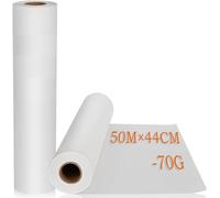 ASelected Lot de 2 rouleaux de papier à dessin - Blanc - 43 cm x 25 m - Pour enfants - 70 g/m² - Pour chevalet - Art mural - Papier cadeau