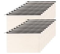 ASelected Lot de 20 sacs en tissu vierge avec fermeture éclair - Sacs à crayons - Sacs de peinture multi-usages pour voyage, bricolage, école