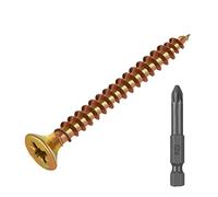 ASelected Lot de 250 vis à bois M5 (5 mm x 50 mm) dorées pour bois aggloméré, réparation à domicile