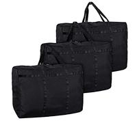 ASelected Lot de 3 sacs de rangement extra larges de 180 l avec fermeture éclair, Oxford 600D imperméable pour linge de lit, couettes, vêtements ou déménagement, 100 x 56 x 26 cm - Noir