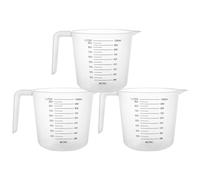 ASelected Lot de 3 verres à mesurer en plastique transparent de 1 litre avec poignée et mesures faciles à lire pour la cuisine avec échelle de mesure facile à verser