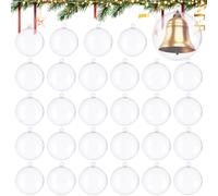 ASelected Lot de 30 Boules de Noël en Plastique Transparent de 5 cm - Boules de Noël vides en Acrylique Transparent à Suspendre pour Loisirs créatifs, Photos, Maison, Nouvel an, décorations de Sapin