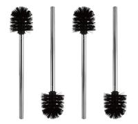 ASelected Lot de 4 brosses WC avec poignée en Acier Inoxydable, 8,5 cm de diamètre, avec poignée en Acier Inoxydable, pour Salle de Bain et Toilettes en Profondeur (Noir)