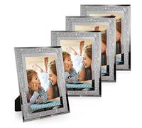 ASelected Lot de 4 Cadre Photo Diamant Verre 10x15cm, 6 Pouces Pailleté Pour Bébé, Famille Et Mariage - Cadeau