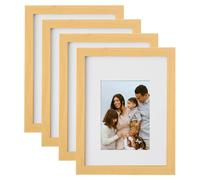 ASelected Lot de 4 cadres photo modernes en bois de 20,3 x 25,4 cm avec passe-partout et plexiglas, affichage mural ou de table, pour photos, impressions et affiches