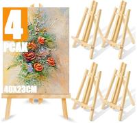 ASelected Lot de 4 chevalets en bois de 40 cm - Chevalet de table en bois - Petit chevalet en bois pour exposer des peintures à l'huile, des aquarelles, des cadres photo et des photos